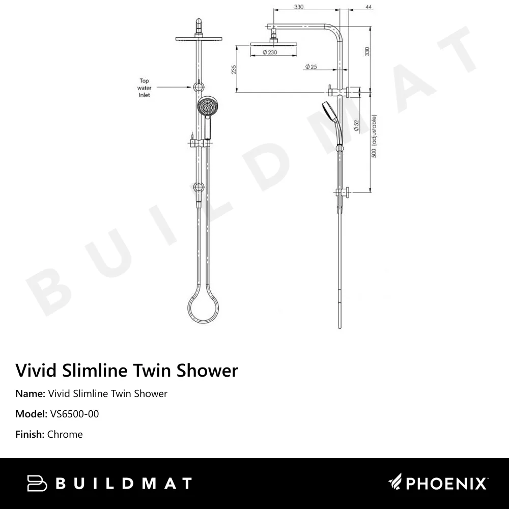 Phoenix Vivid Slimline Twin Shower Chrome - Image 4
