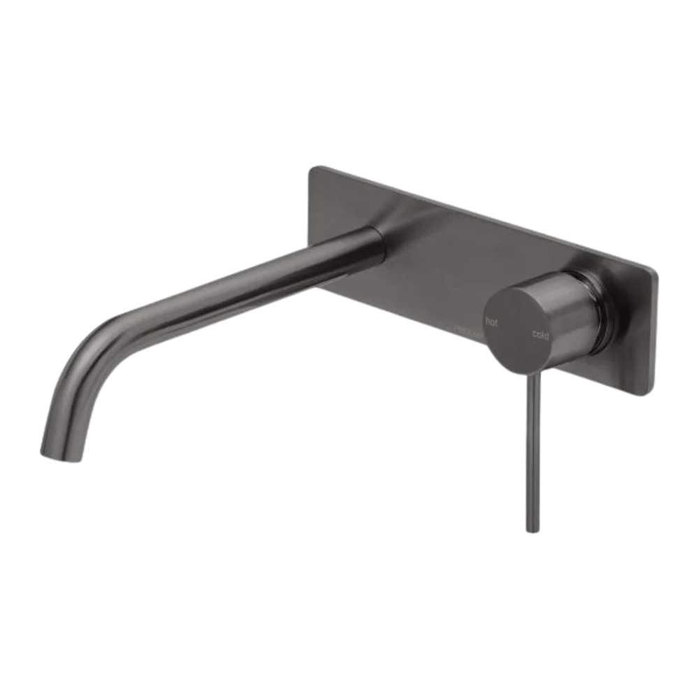 Phoenix Vivid Slimline Wall Basin Mixer Set 230mm Curved Brushed Carbon - Image 3