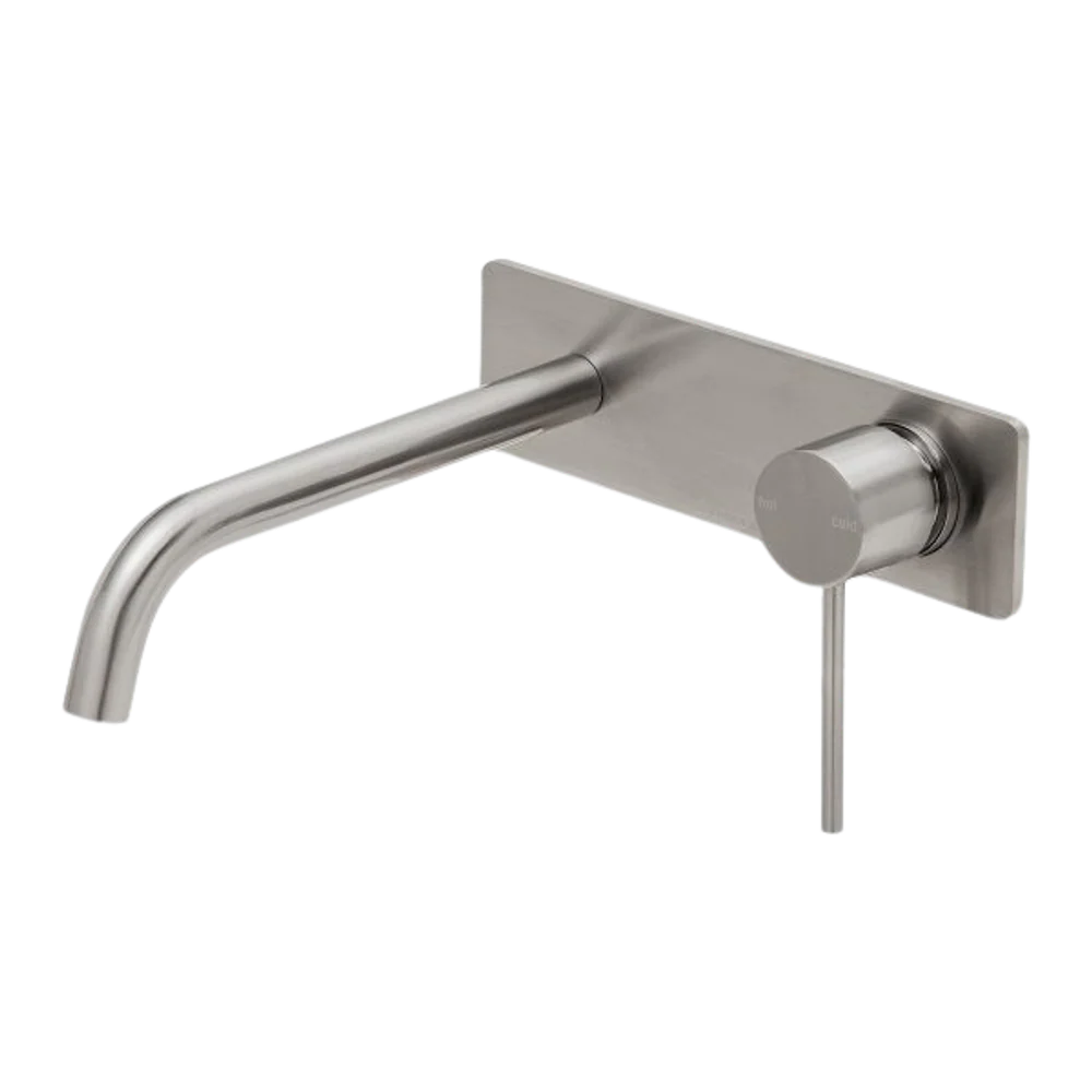 Phoenix Vivid Slimline Wall Bath Mixer Set 230mm Curved Brushed Nickel - Image 3