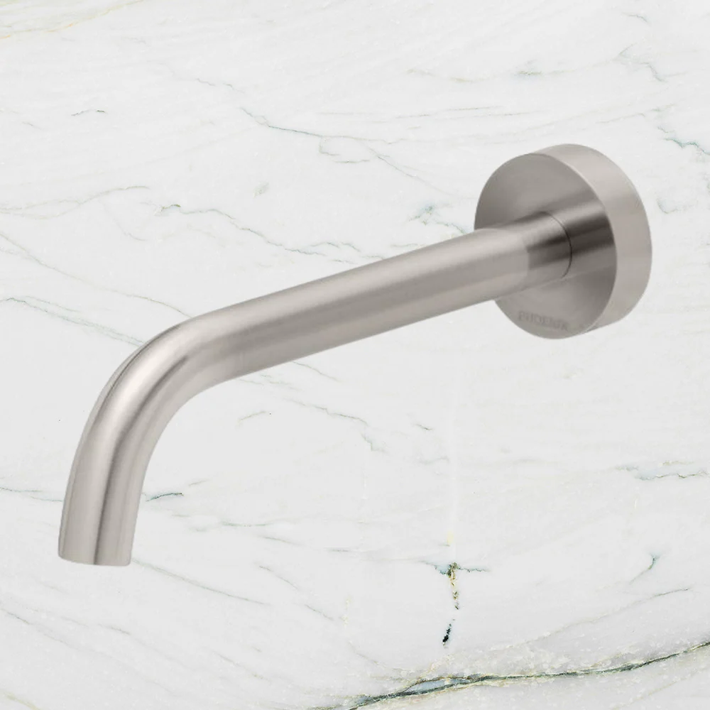 Phoenix Vivid Slimline Wall Bath Outlet 180mm Curved Brushed Nickel - Image 2