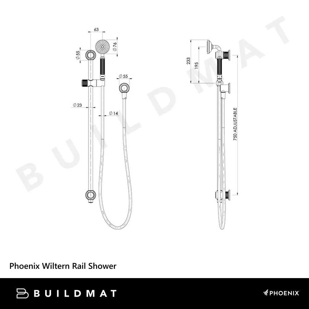 Phoenix Wiltern Rail Shower Chrome - Image 4