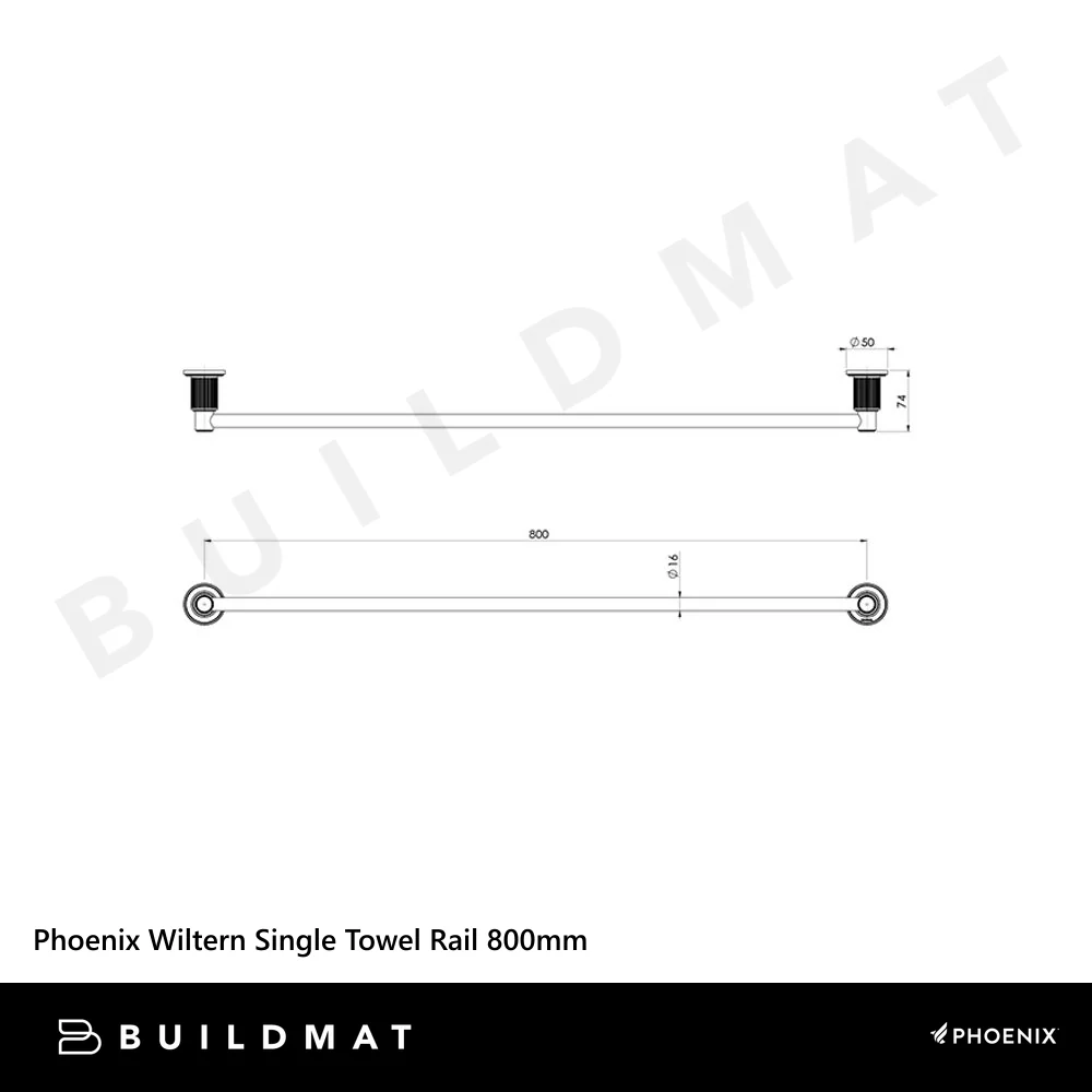 Phoenix Wiltern Single Towel Rail 800mm Brushed Gold - Image 4