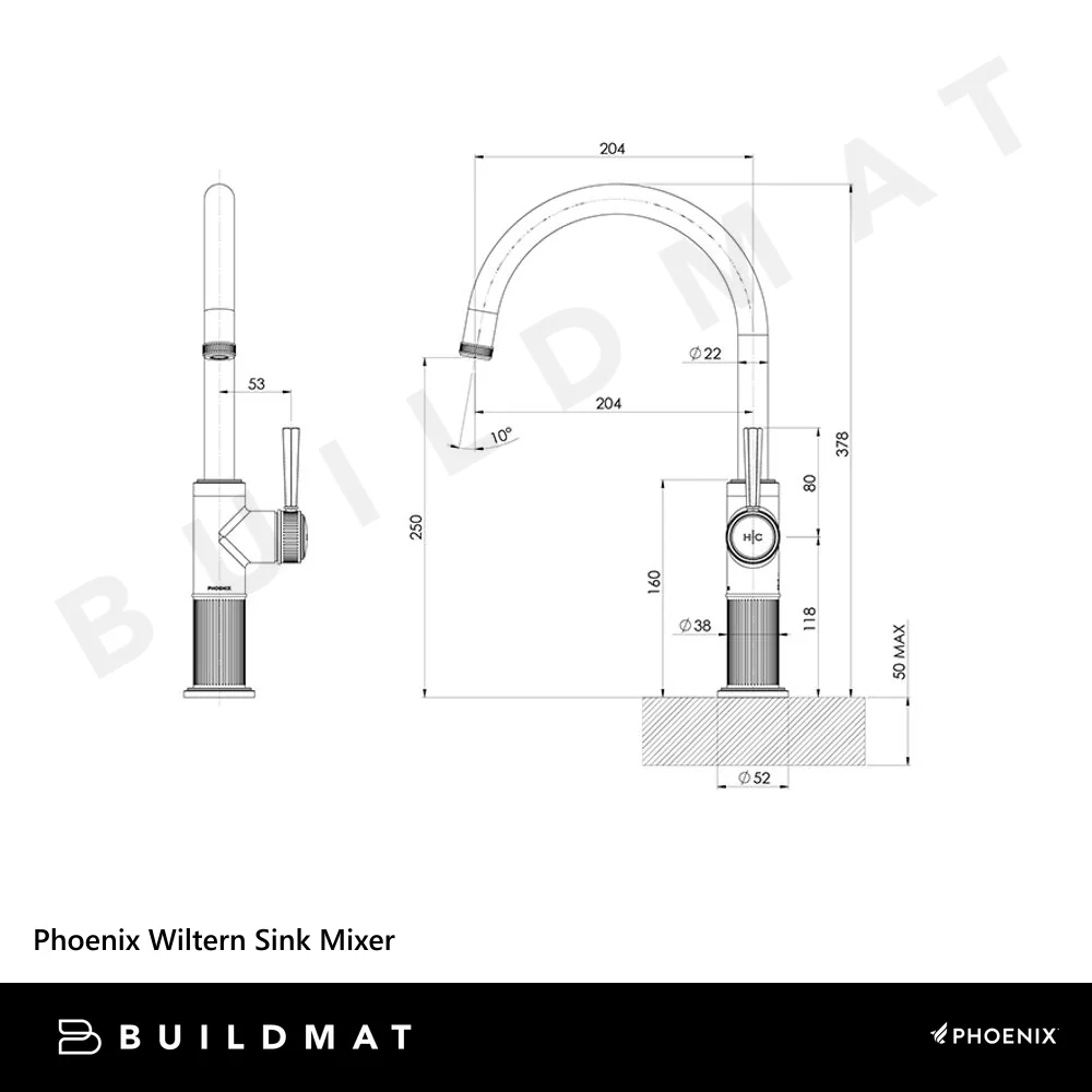 Phoenix Wiltern Sink Mixer Brushed Nickel - Image 4