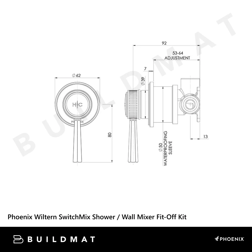 Phoenix Wiltern SwitchMix Shower/Wall Mixer (Fit-Off Kit) Brushed Carbon - Image 4