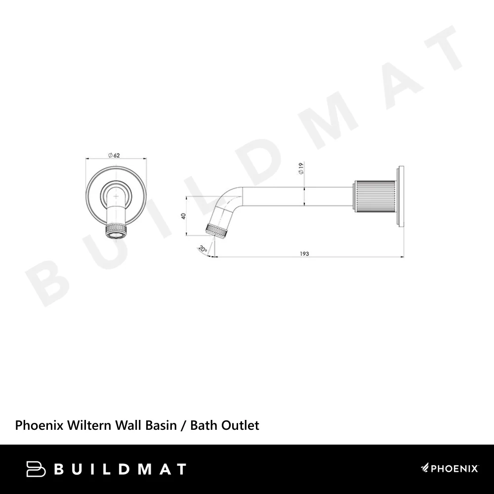 Phoenix Wiltern Wall Basin/Bath Outlet Brushed Nickel - Image 4