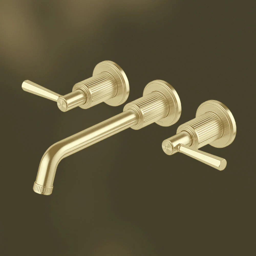 Phoenix Wiltern Wall Basin/Bath Tap Set Brushed Gold - Image 2