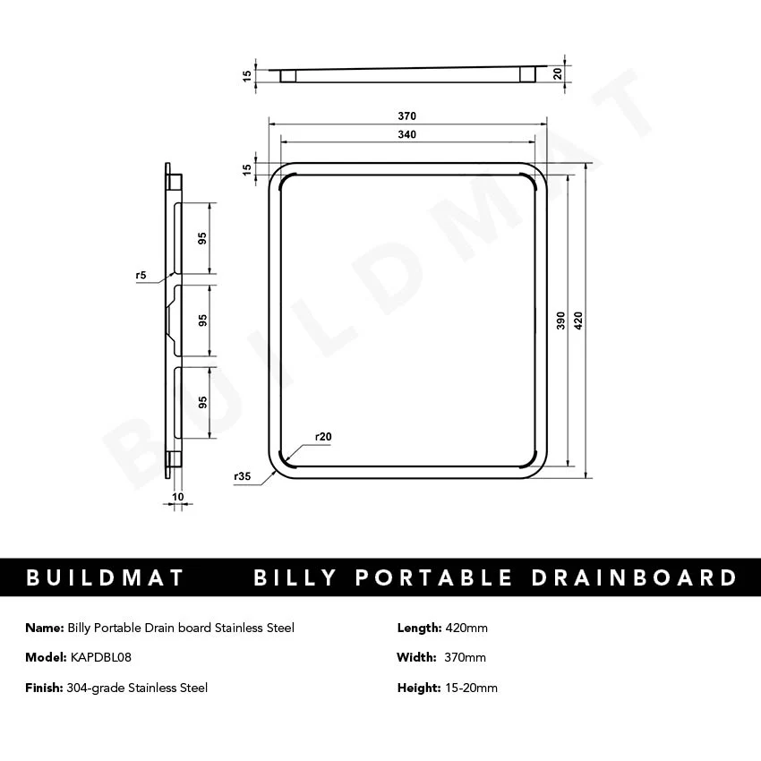 Alma Billy Portable Drain board Stainless Steel - Image 4