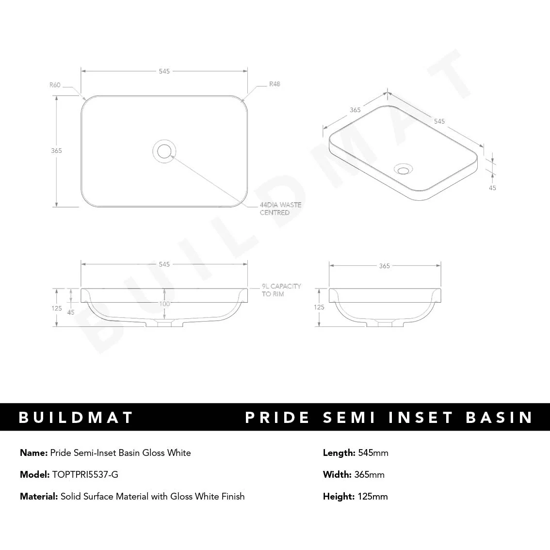 ADP Pride Gloss White Semi-Inset Basin - Image 4