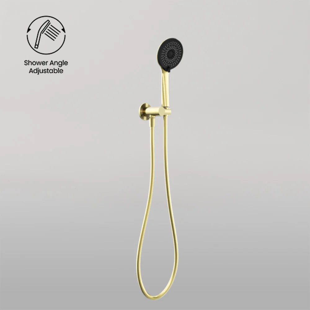 Nero Project Round Shower On Bracket 4 Star Rating Brushed Gold - Image 2