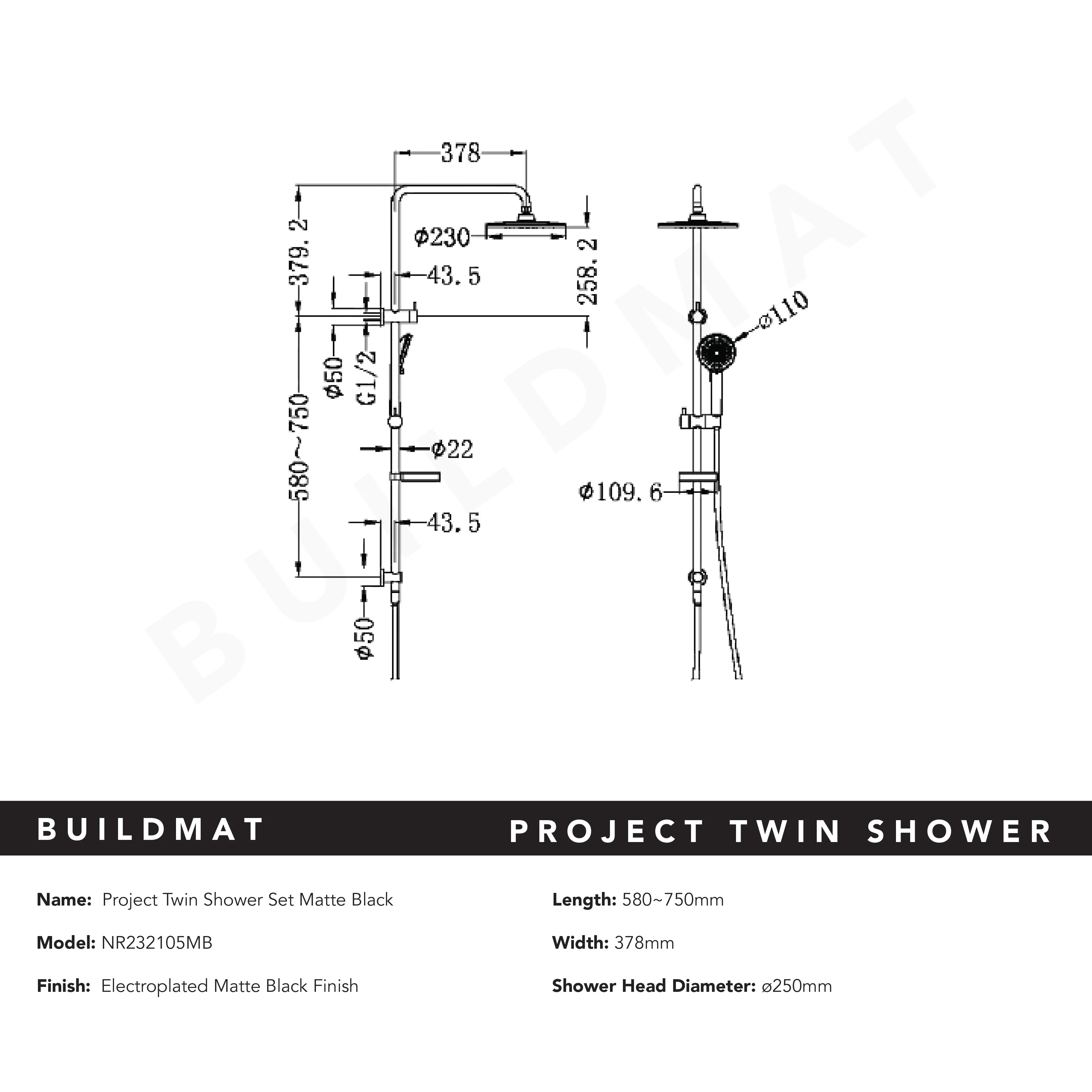 Nero Project Twin Shower Set Matte Black - Image 4