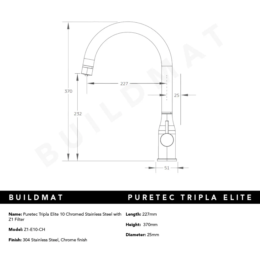 Puretec Tripla Elite 10 Chromed Stainless Steel with Z1 Filter - Image 4