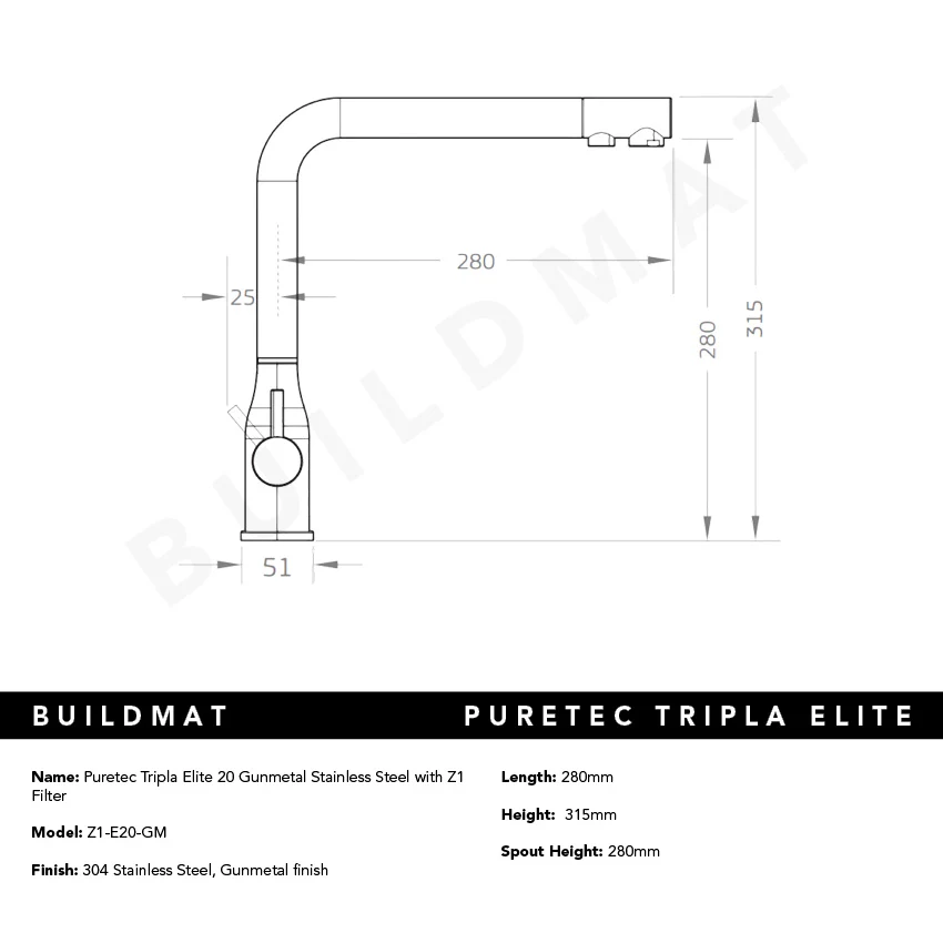 Puretec Tripla Elite 20 Gunmetal Stainless Steel with Z1 Filter - Image 4