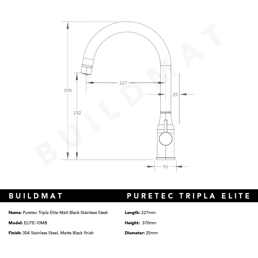 Puretec Tripla Elite Matt Black Stainless Steel - Image 4