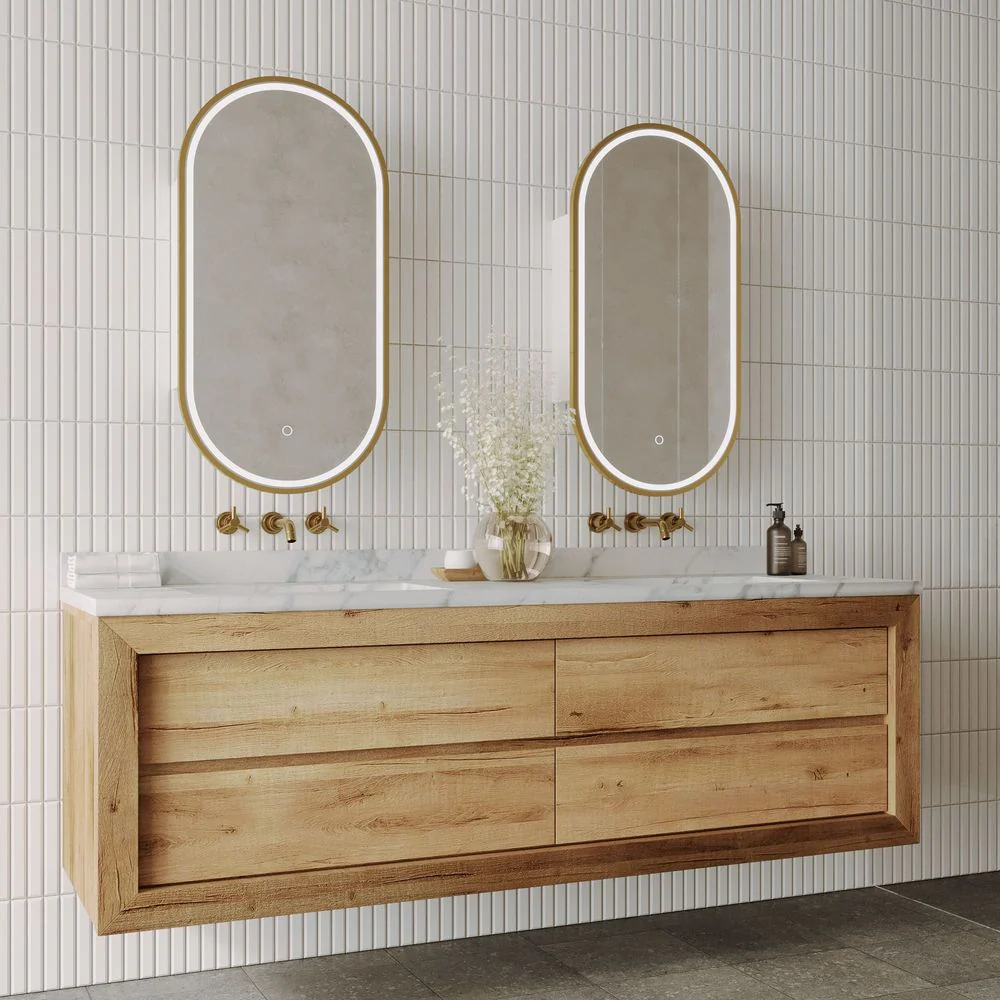 Remer Capsule LED Shaving Cabinet Baltic Brass