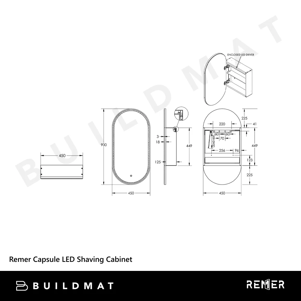 Remer Capsule LED Shaving Cabinet Cuban Bronze - Image 5