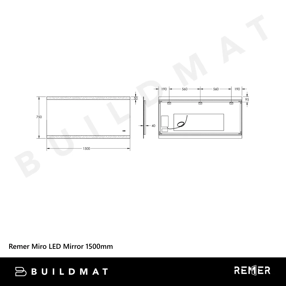 Remer Miro LED Mirror 1500mm Frameless - Image 4