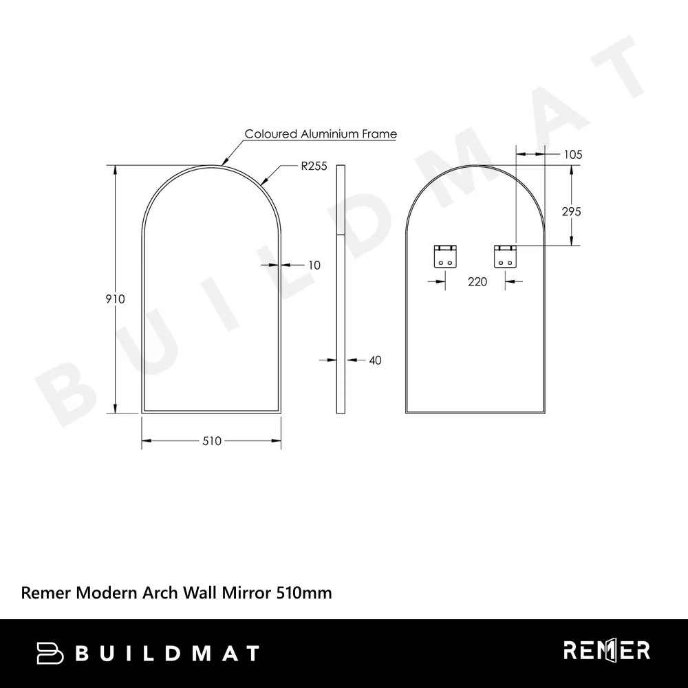 Remer Modern Arch Wall Mirror 510mm Nordic Gold - Image 4