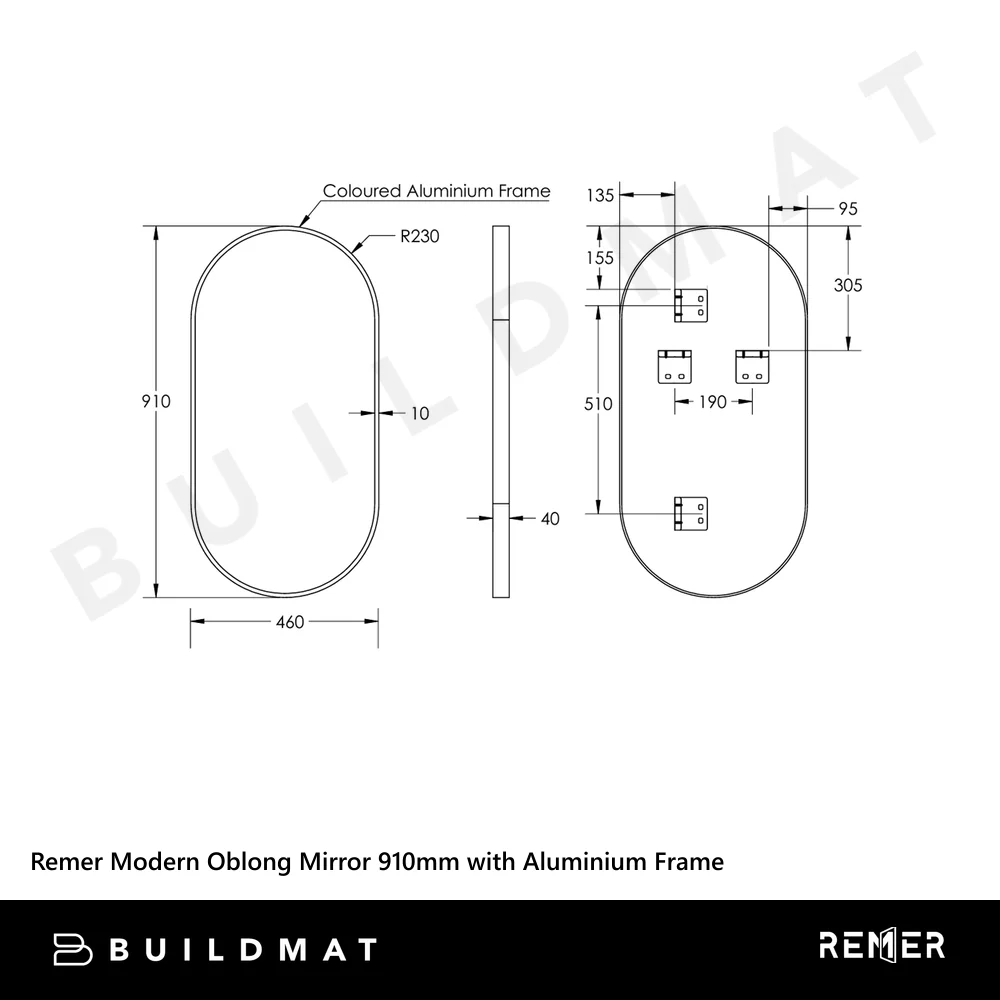 Remer Modern Oblong Mirror 910mm Baltic Brass - Image 4