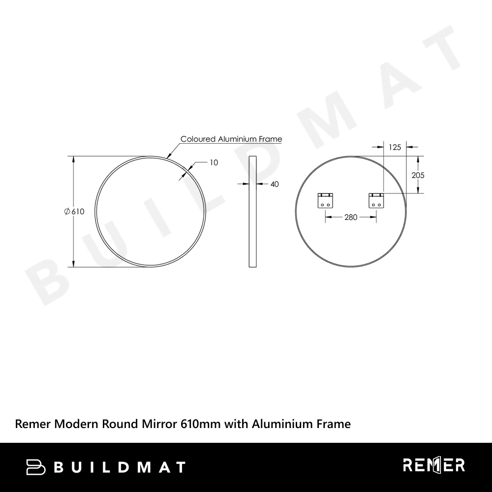 Remer Modern Round Mirror 610mm Nordic Gold - Image 4