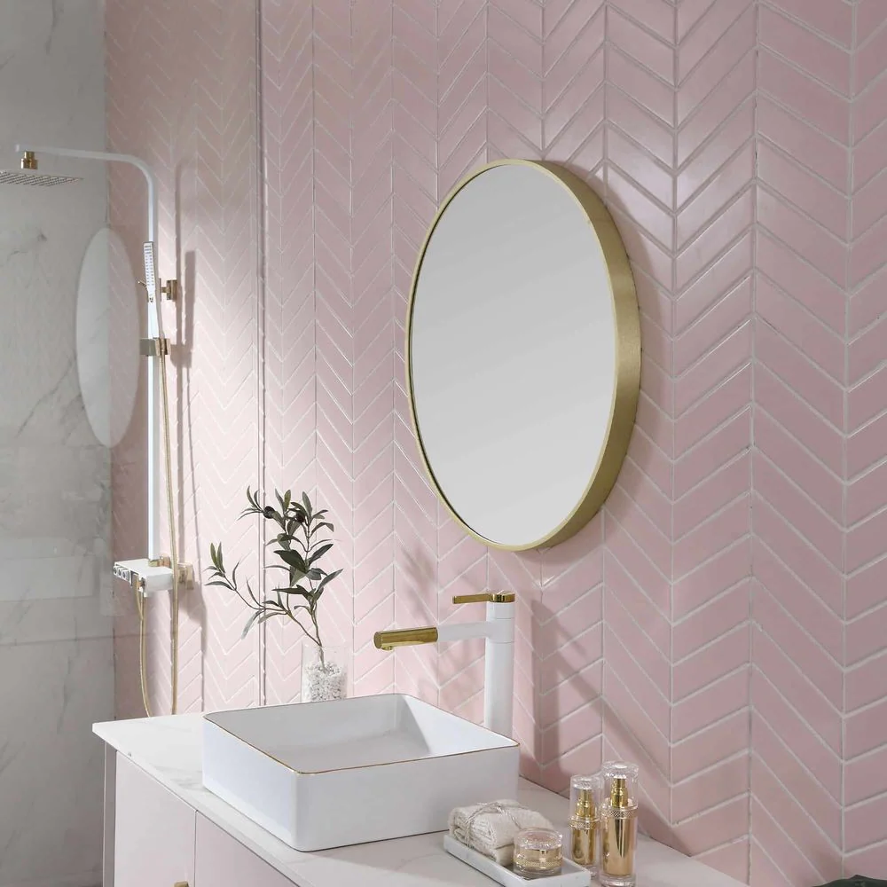 Remer Modern Round Mirror 810mm Baltic Brass - Image 3