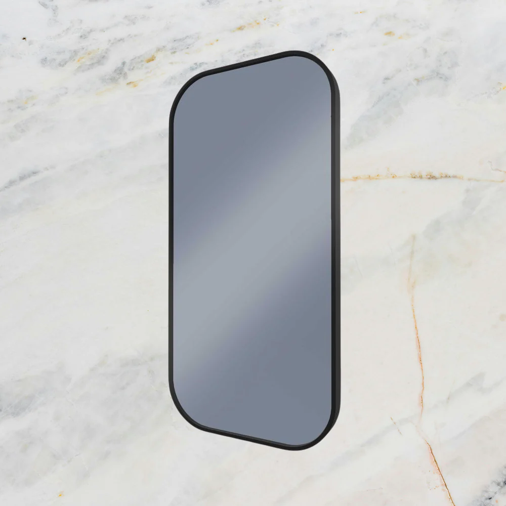 Remer Modern Soft Rectangle Wall Mirror 450mm Manhattan Black - Image 2