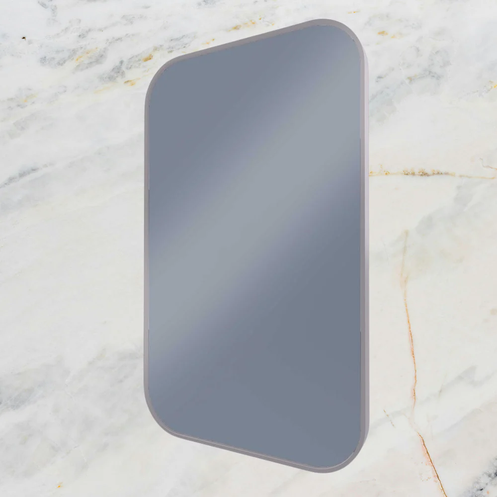 Remer Modern Soft Rectangle Wall Mirror 600mm Brits Nickel - Image 2