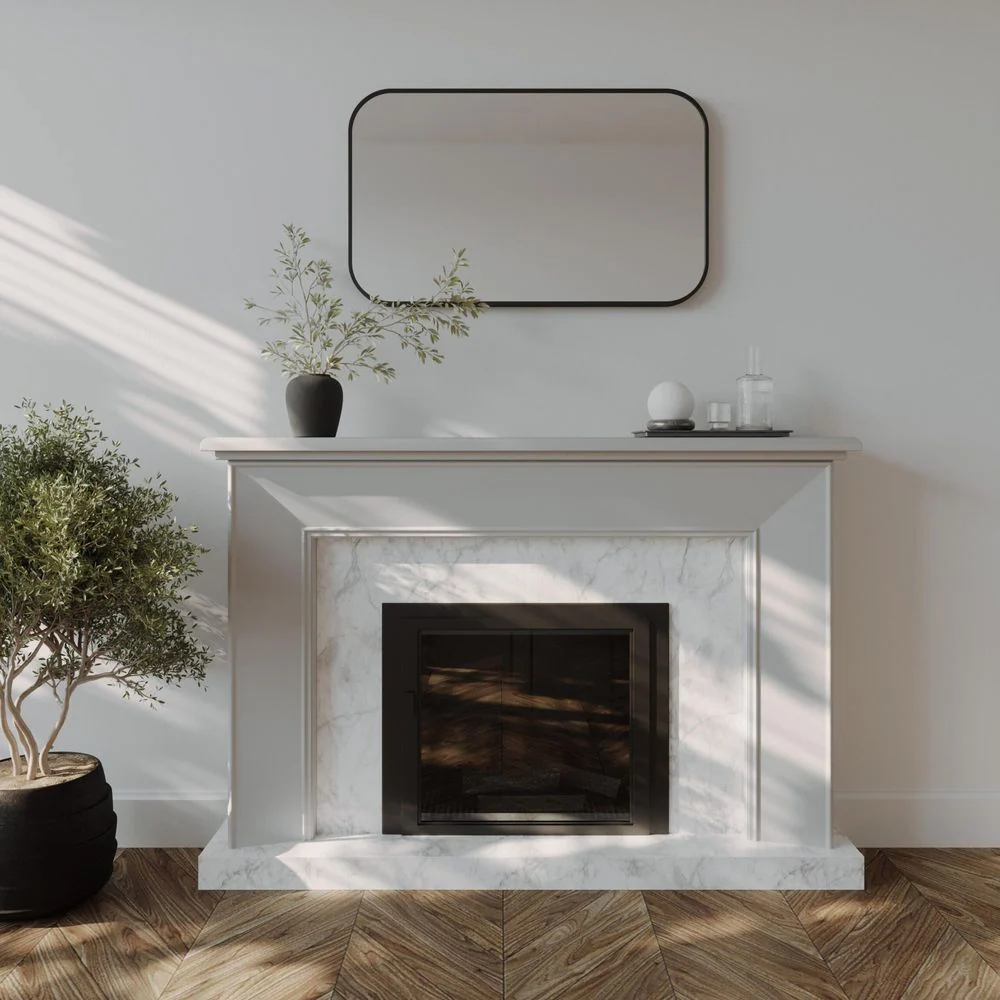Remer Modern Soft Rectangle Wall Mirror 600mm Manhattan Black - Image 2