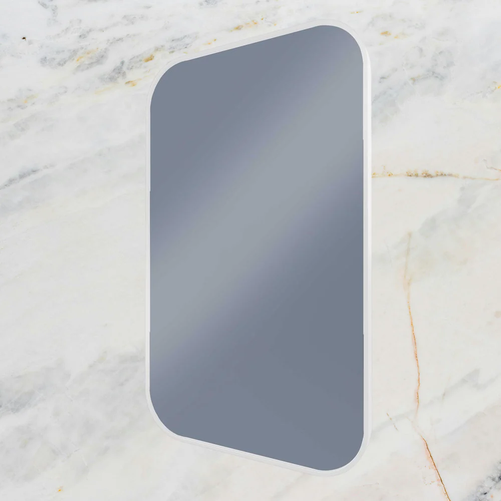 Remer Modern Soft Rectangle Wall Mirror 600mm Milano White - Image 2