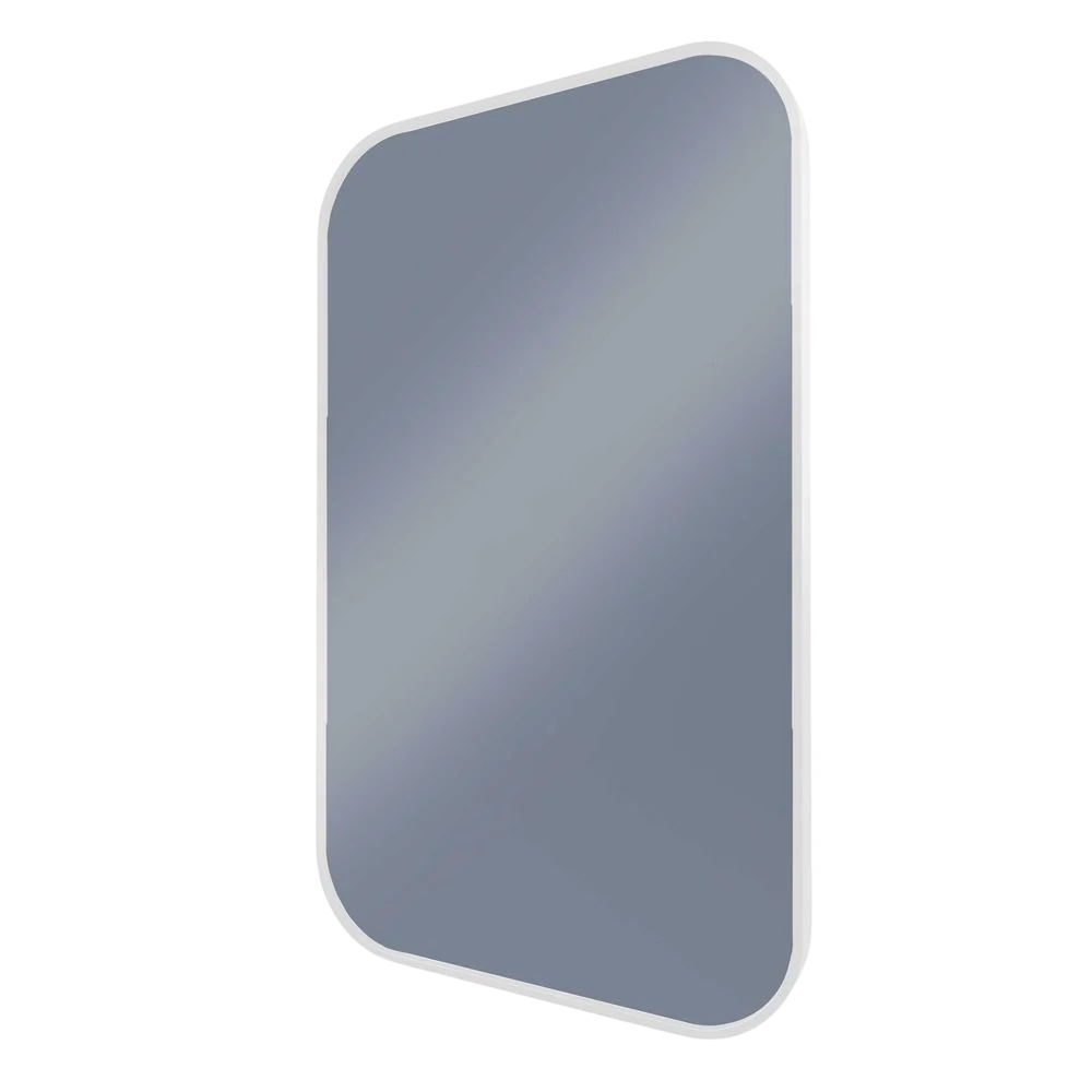 Remer Modern Soft Rectangle Wall Mirror 600mm Milano White - Image 3