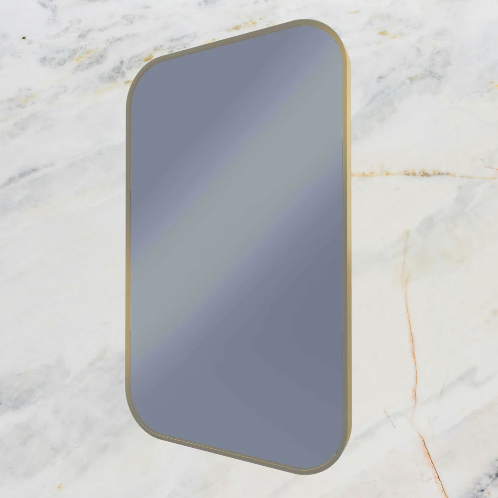 Remer Modern Soft Rectangle Wall Mirror 600mm Nordic Gold - Image 2