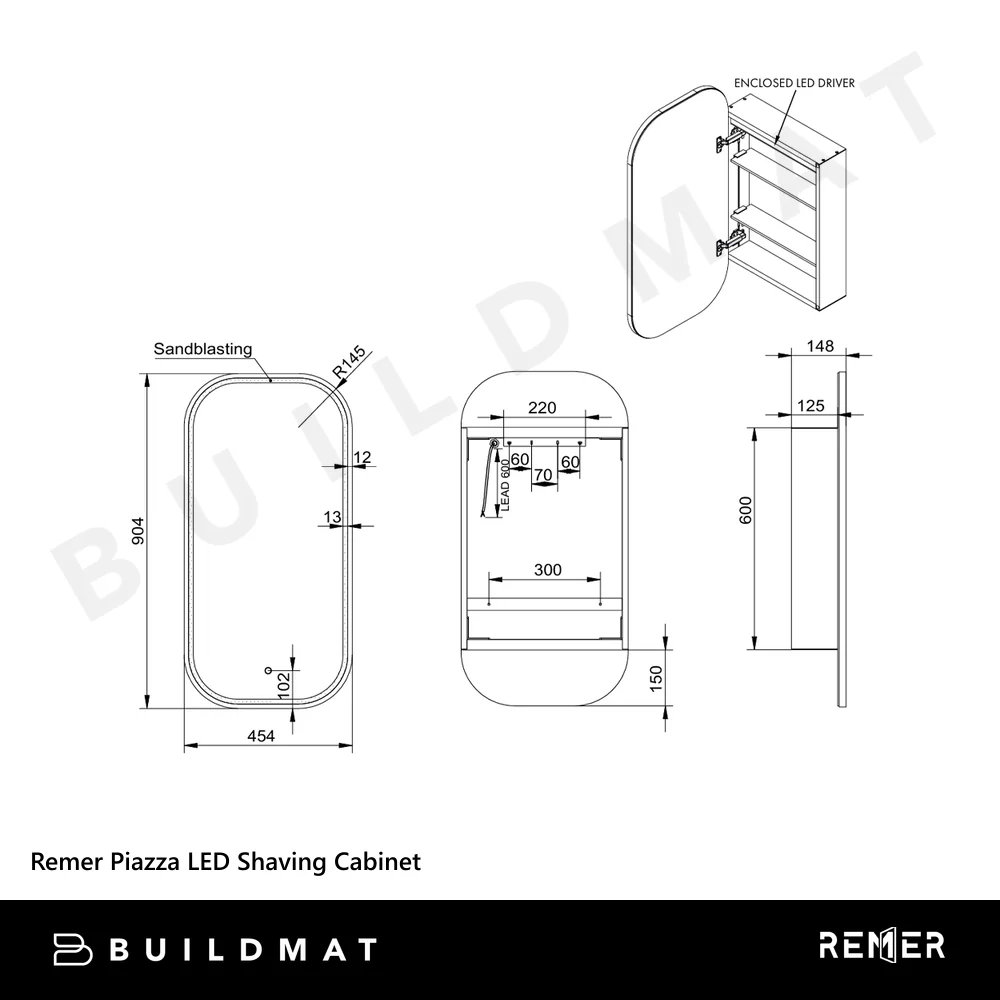 Remer Piazza LED Shaving Cabinet Brits Nickel - Image 4