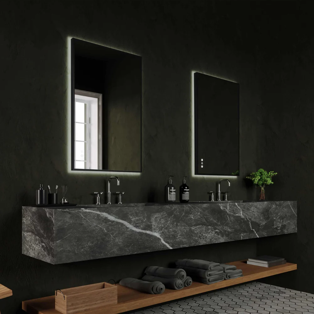 Remer R-Series Bespoke LED Mirror 900mm Manhattan Black - Image 3