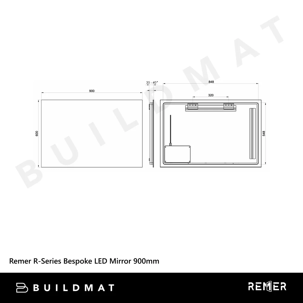 Remer R-Series Bespoke LED Mirror 900mm Manhattan Black - Image 4