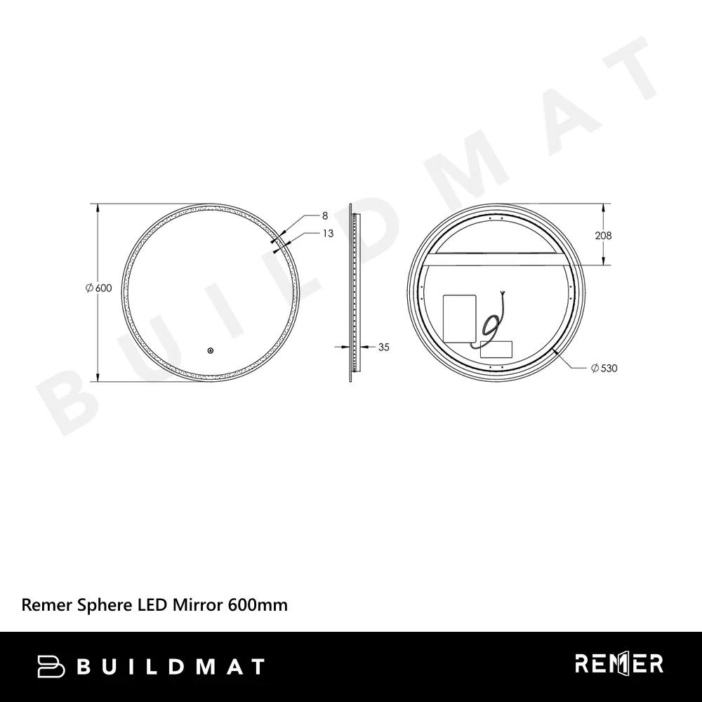 Remer Sphere LED Mirror 600mm Cuban Bronze - Image 4