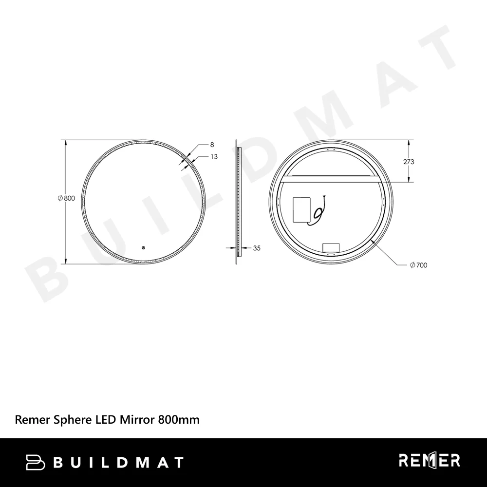 Remer Sphere LED Mirror 800mm Frameless - Image 6