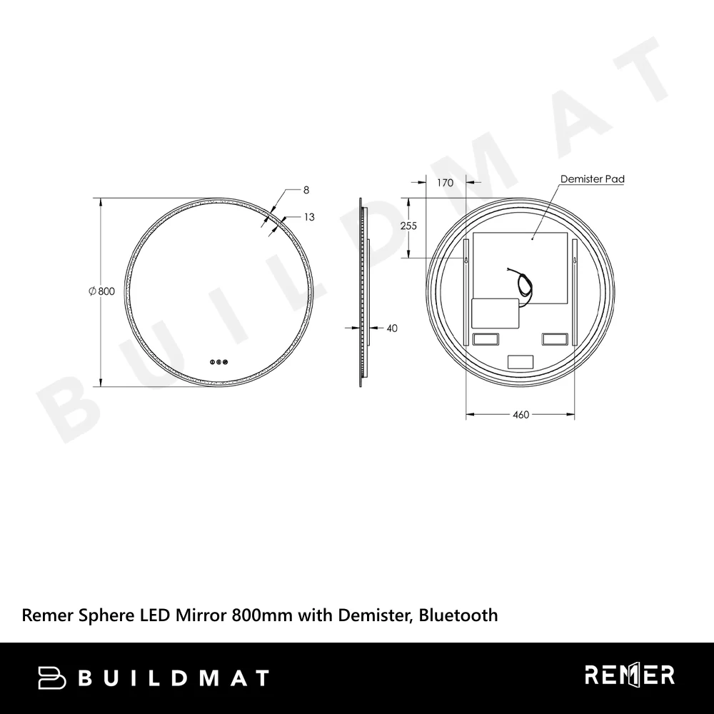 Remer Sphere LED Mirror 800mm Nordic Gold - Image 6