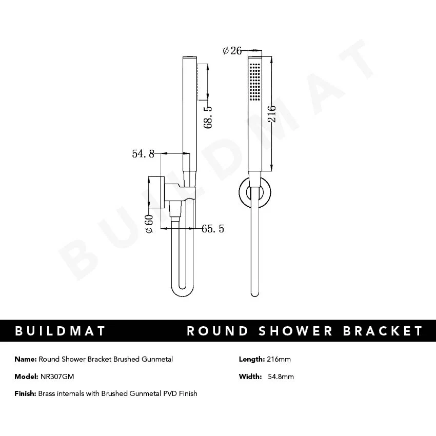 Nero Slim Shower on Bracket Brushed Gunmetal - Image 4