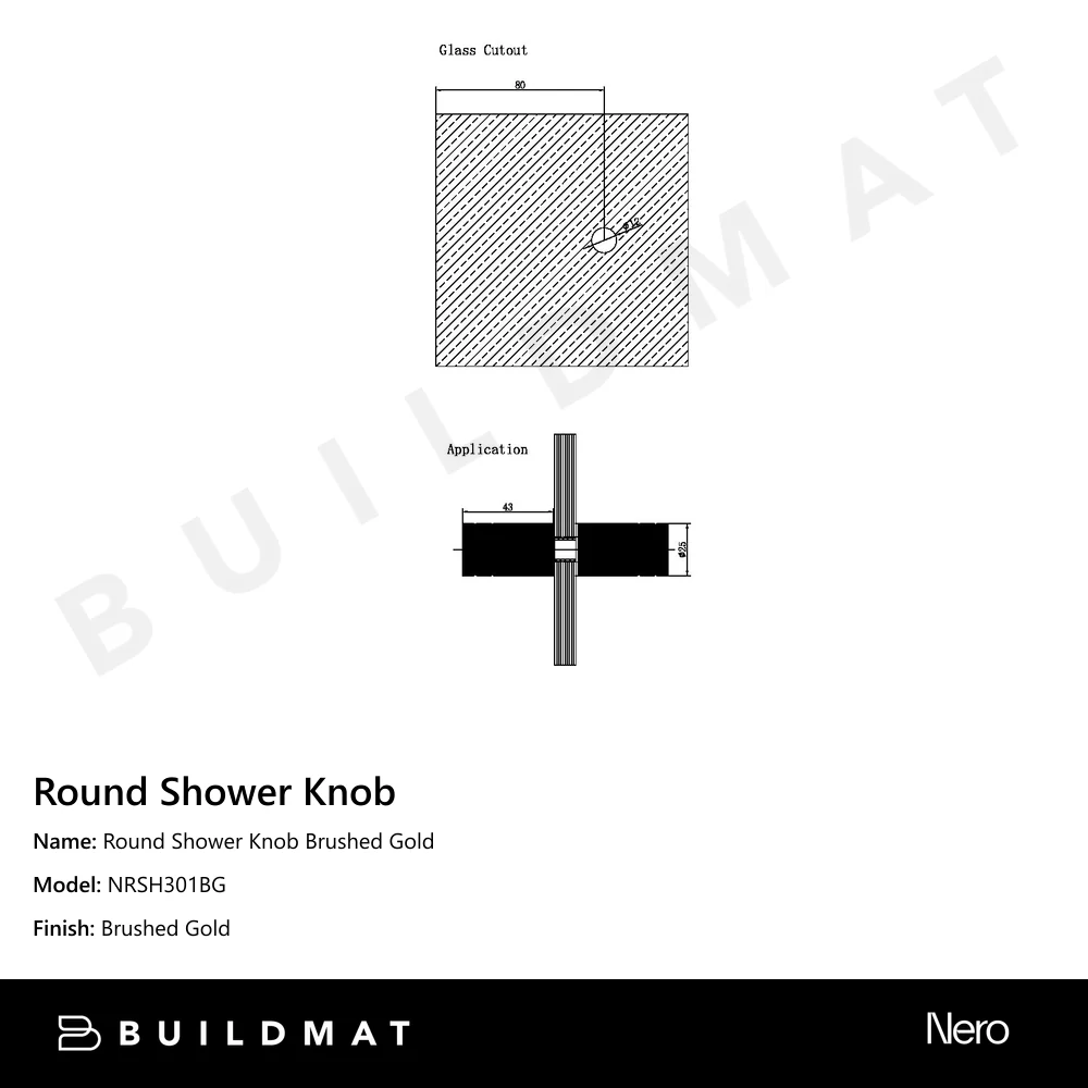 Nero Round Shower Knob Brushed Gold - Image 4