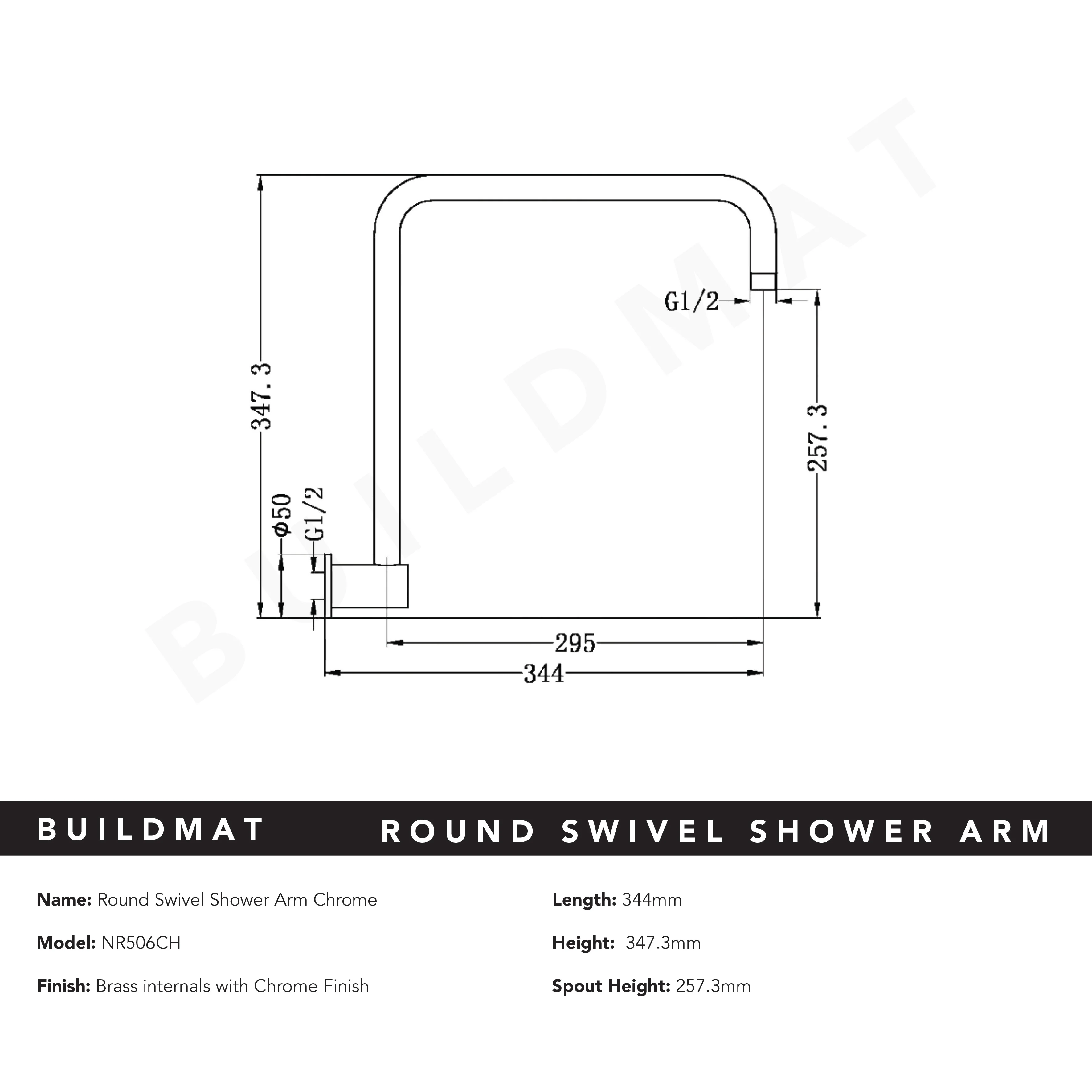 Nero Round Swivel Shower Arm Chrome - Image 4
