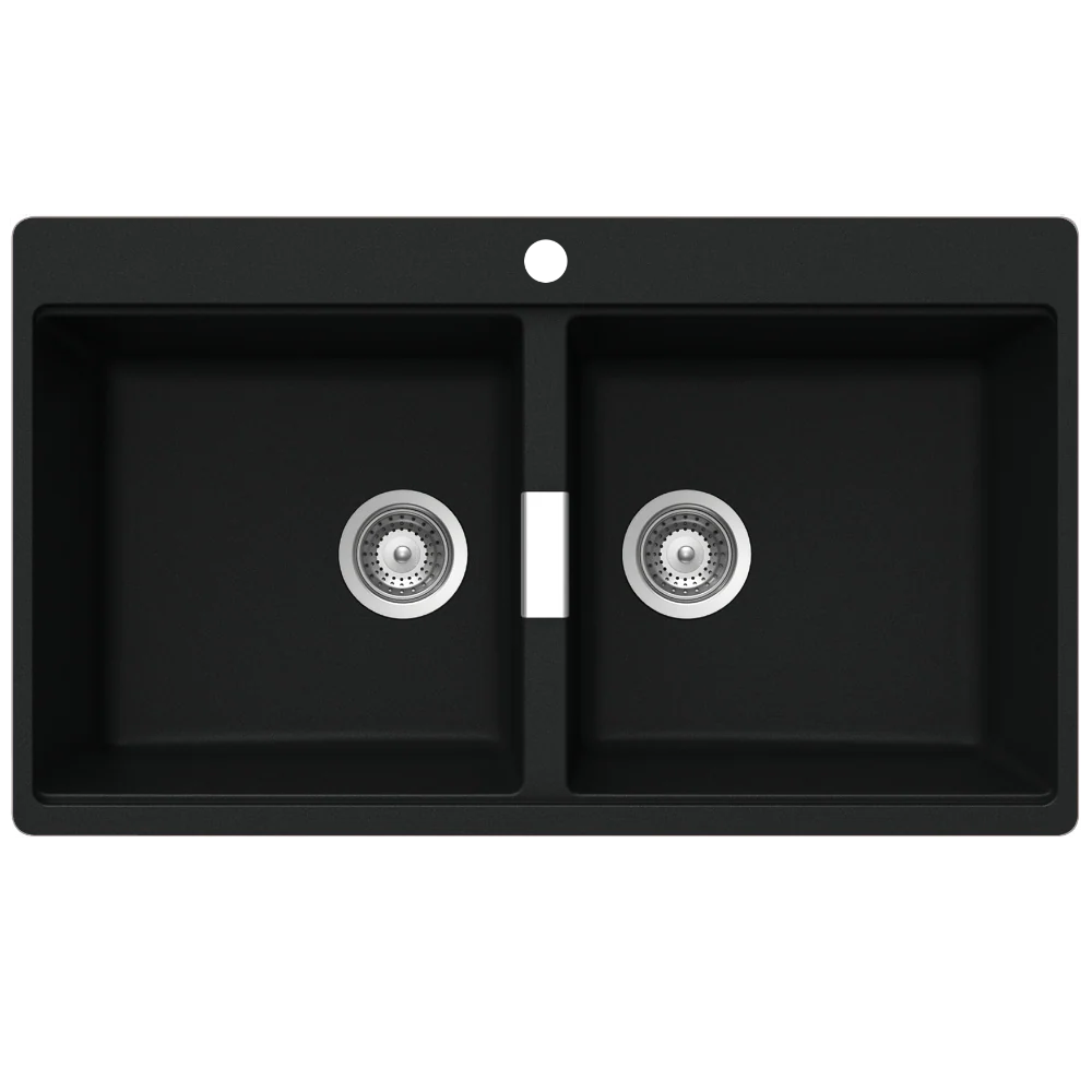 Schock Horizont Magma Double 1 Tap Hole Bowl Black - Image 3