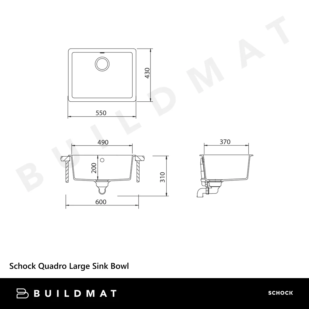 Schock Quadro Large Sink Bowl Alpina White - Image 4