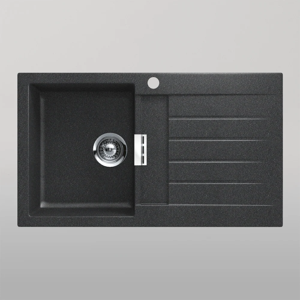 Schock Signus Magma Single Left Hand Bowl And Drainer 1 Tap Hole Black - Image 2