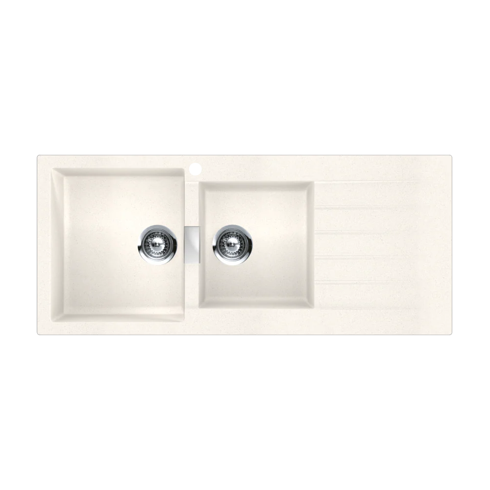 Schock Signus Polaris 1 And 3/4 Bowl Left Hand Bowl 1 Tap Hole White