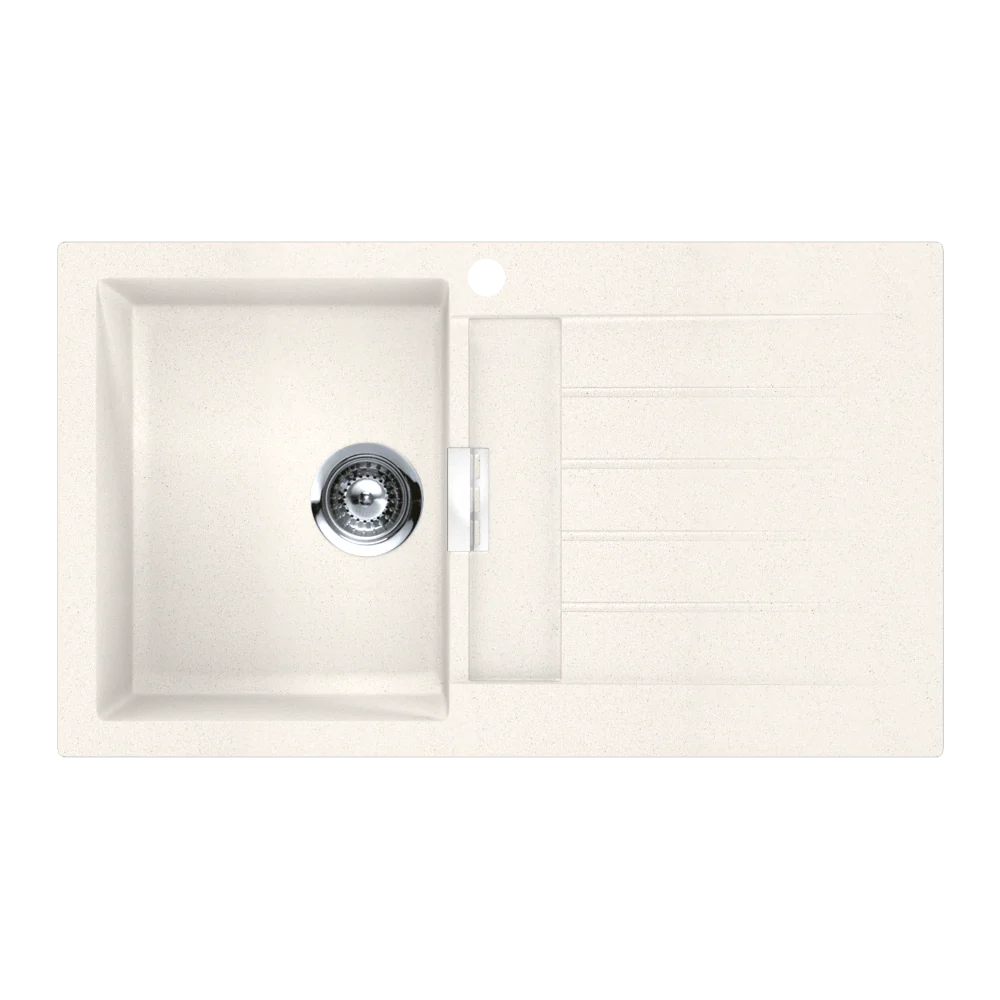 Schock Signus Polaris Single Left Hand Bowl And Drainer 1 Tap Hole White - Image 3