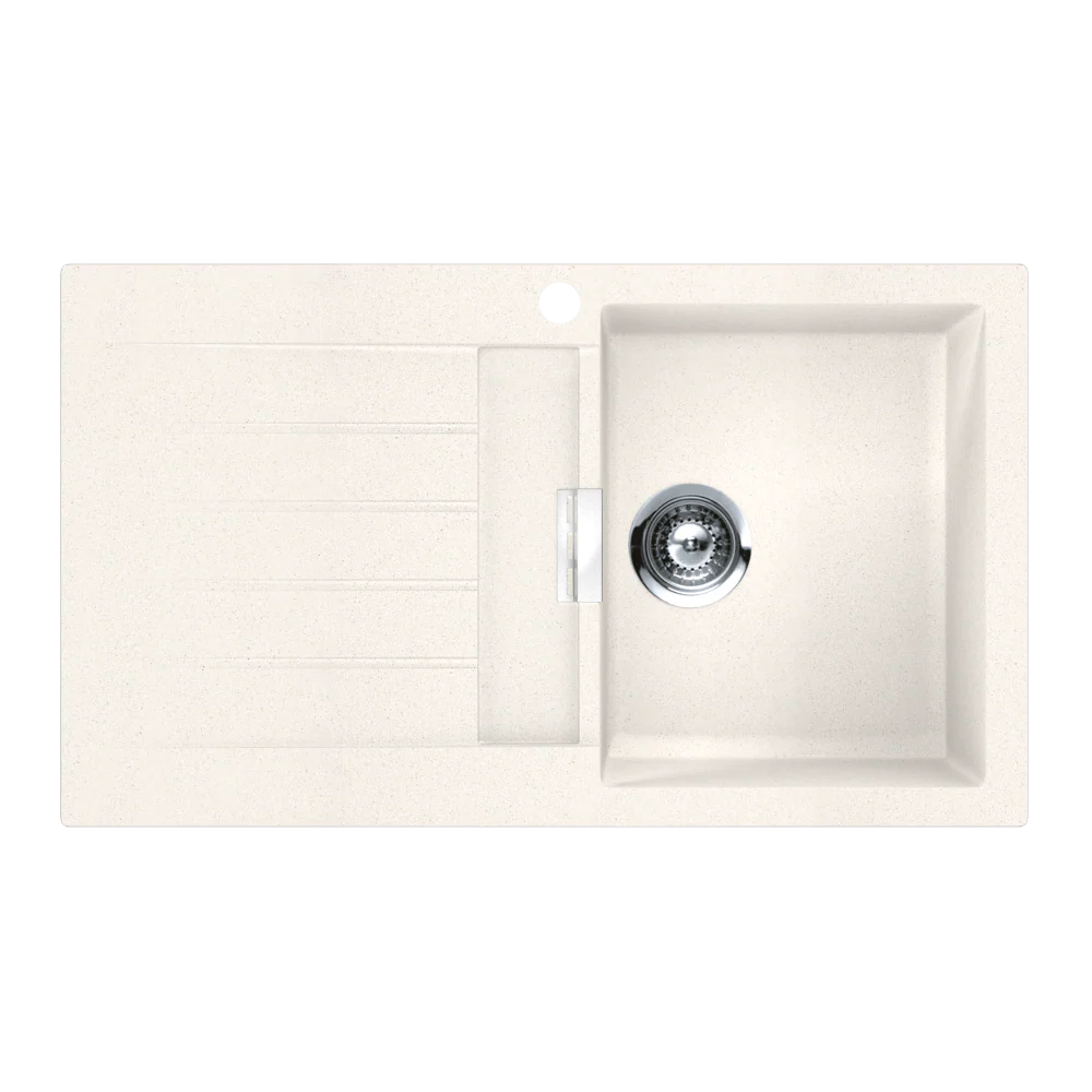 Schock Signus Polaris Single Right Hand Bowl And Drainer 1 Tap Hole White