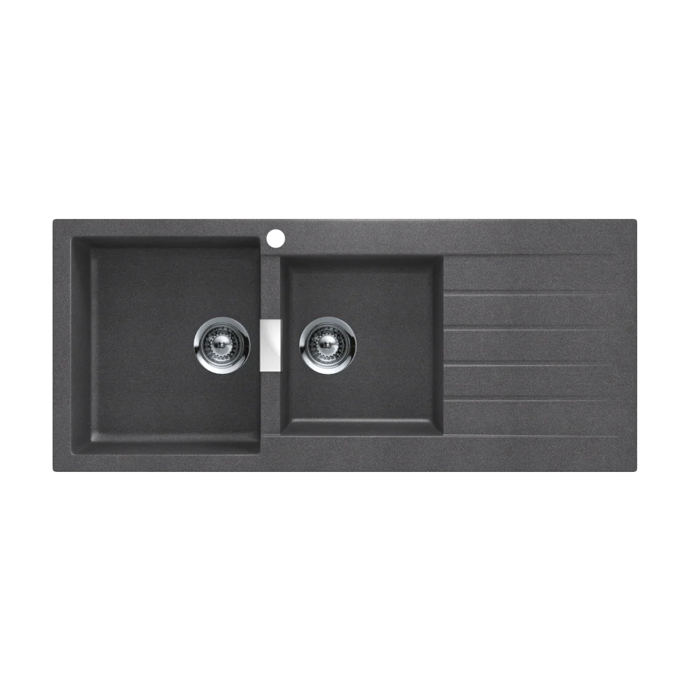 Schock Signus Stone 1 And 3/4 Bowl Left Hand Bowl 1 Tap Hole Grey