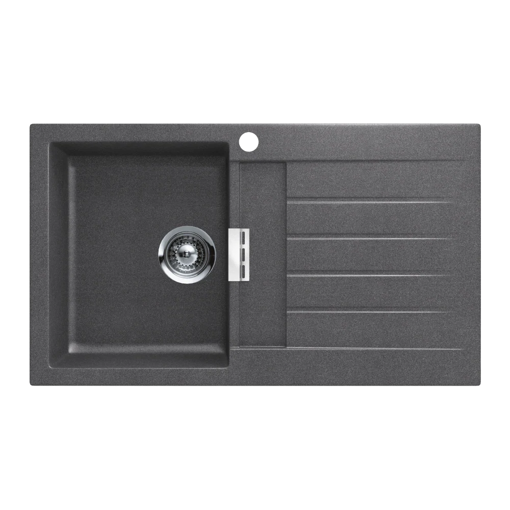 Schock Signus Stone Single Left Hand Bowl And Drainer 1 Tap Hole Grey