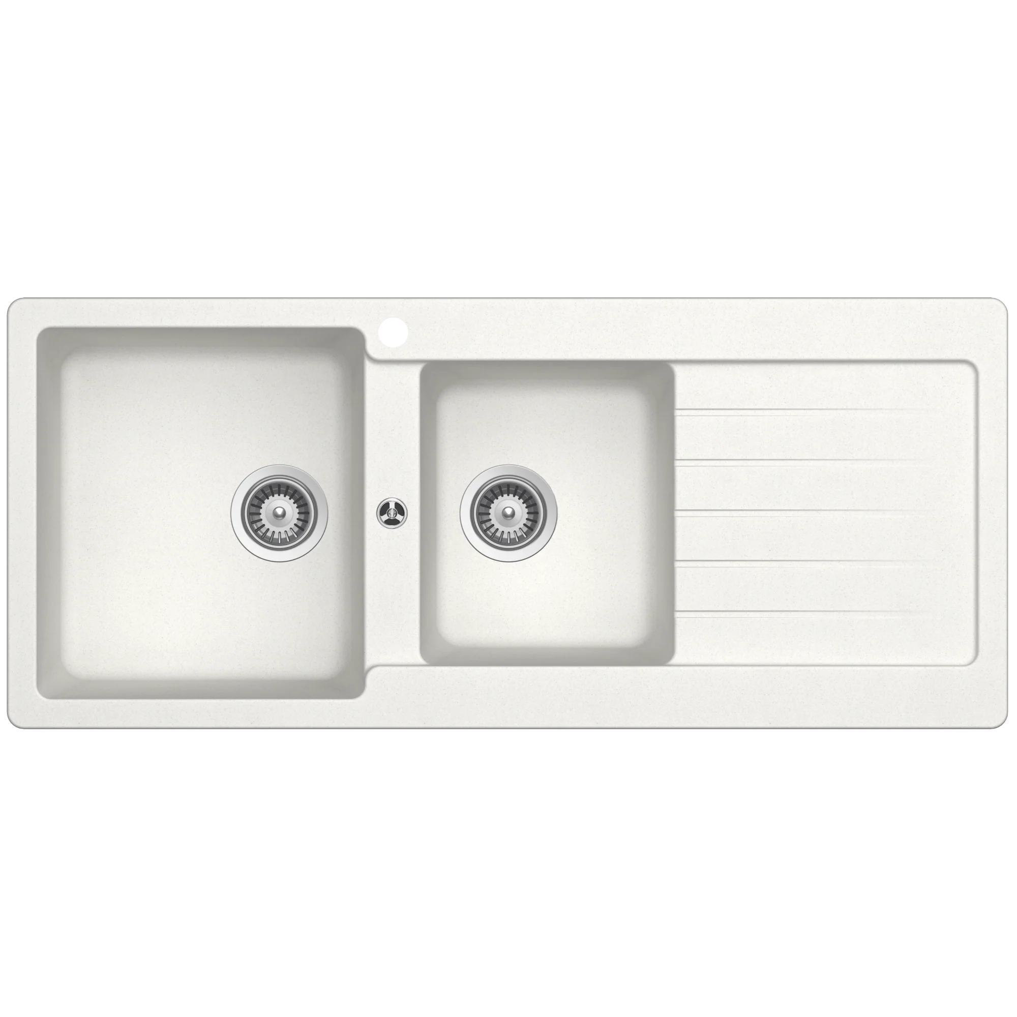 Schock Typos 1 And 3/4 Bowl Alpina Left Hand Bowl And Drainer 1 Tap Hole White - Image 3