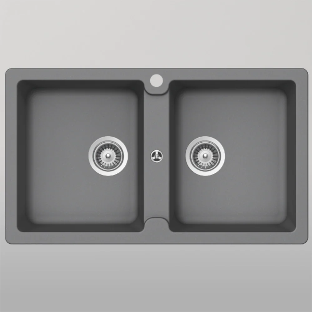 Schock Typos Double Bowl 1 Tap Hole Croma Grey - Image 2
