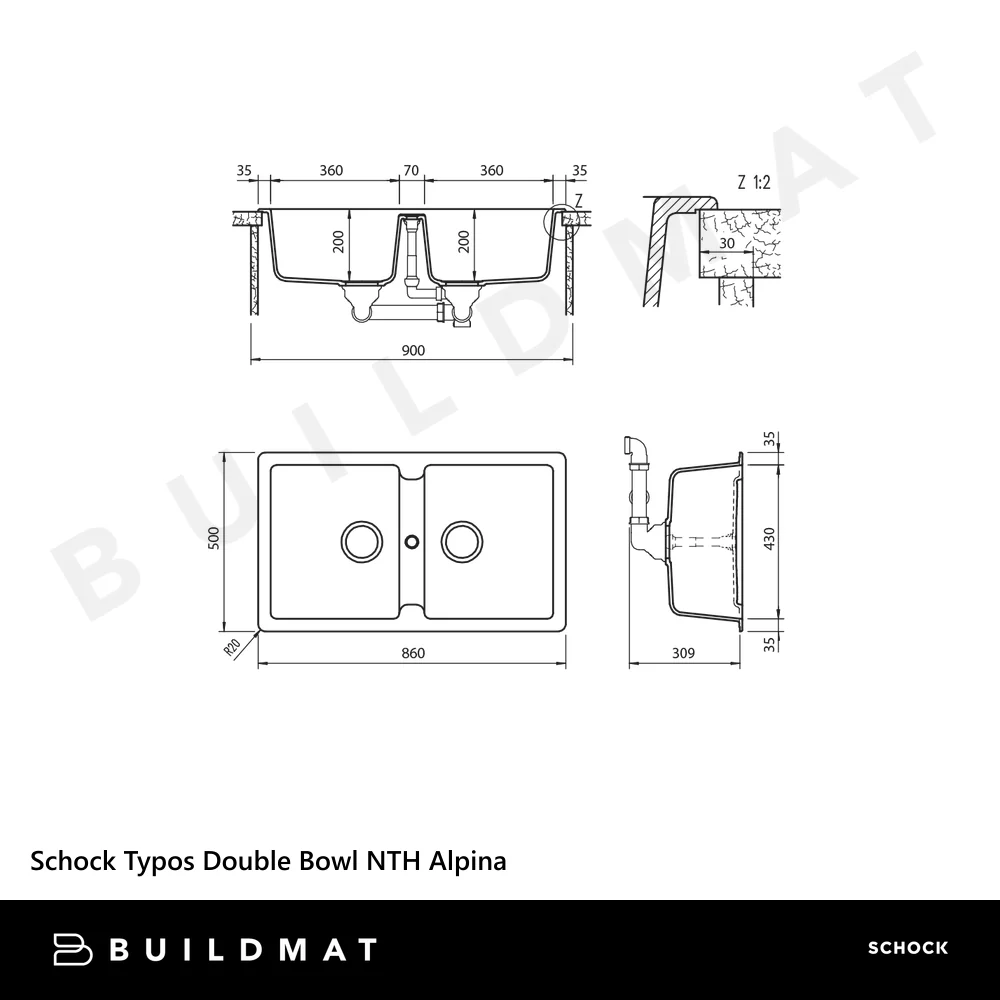 Schock Typos Double Bowl Nth Croma Grey - Image 4